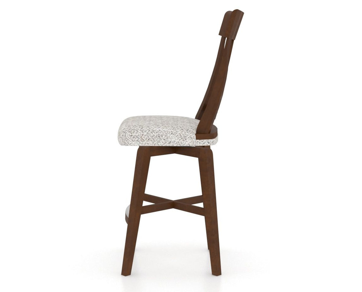 Canadel Swivel Counter Stool 7100 in FP Crypton® and 19 Cognac Washed, side view