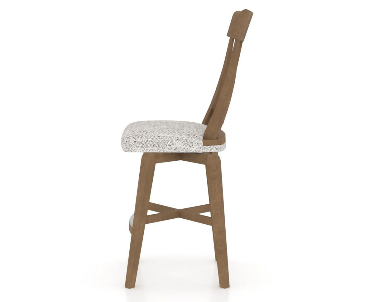 Canadel Swivel Counter Stool 7100 in FP Crypton® and 25 Pecan Washed, side view