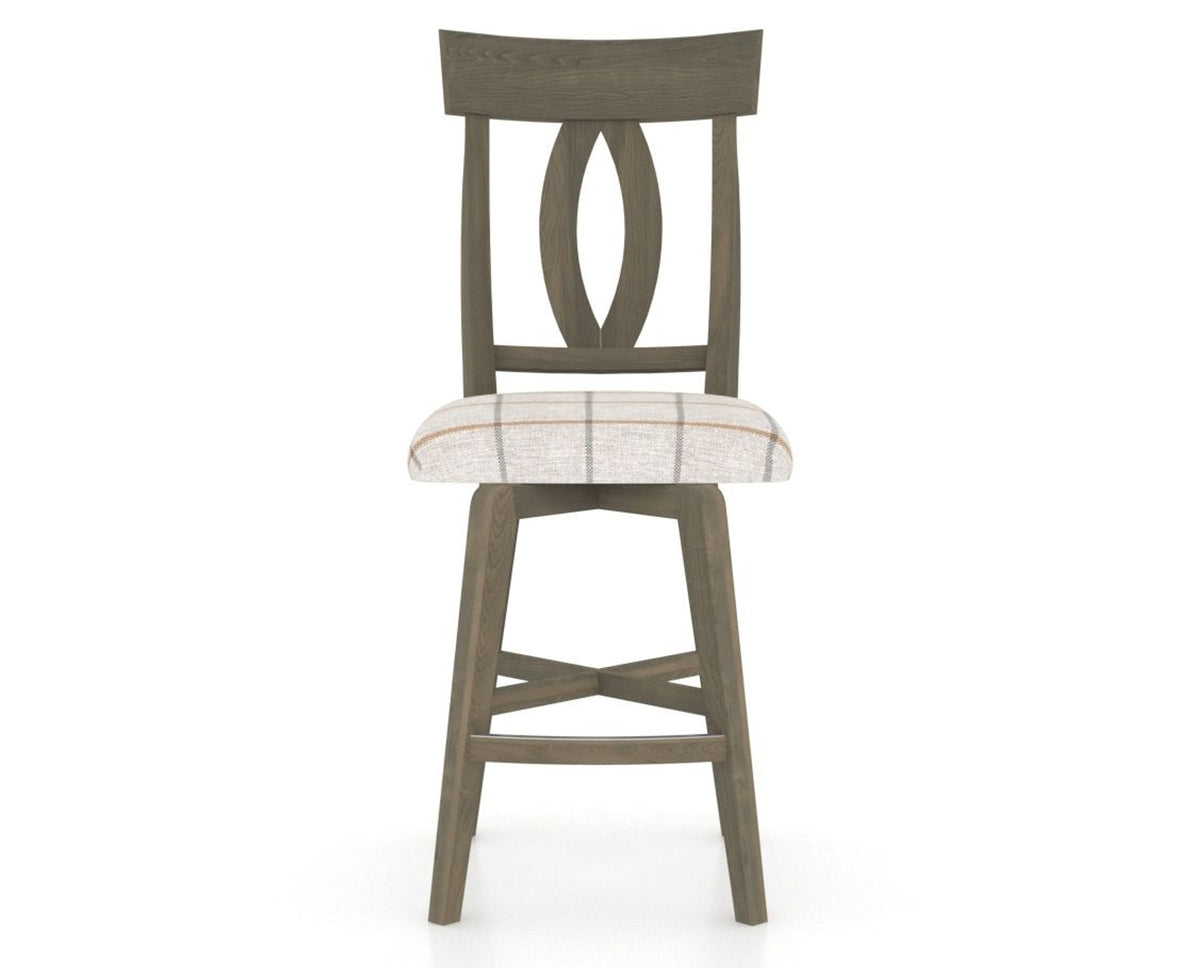 Canadel Swivel Counter Stool 7100 in OZ Fabric and 08 Shadow, front view
