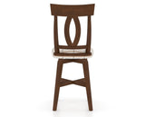 Canadel Swivel Counter Stool 7100 in OZ Fabric and 19 Cognac Washed, back view