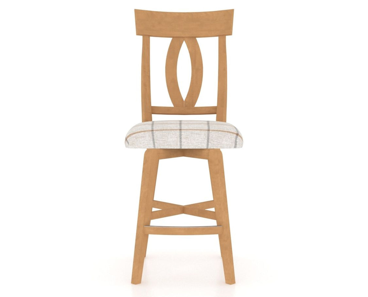 Canadel Swivel Counter Stool 7100 in OZ Fabric and 20 Caramel Washed, front view