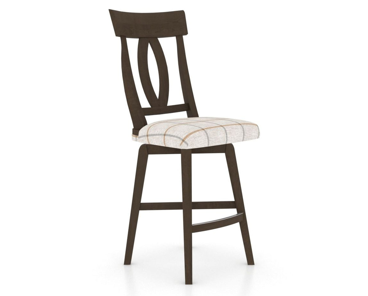 Canadel Swivel Counter Stool 7100 in OZ Fabric and 29 Hazelnut Washed, three-quarter view