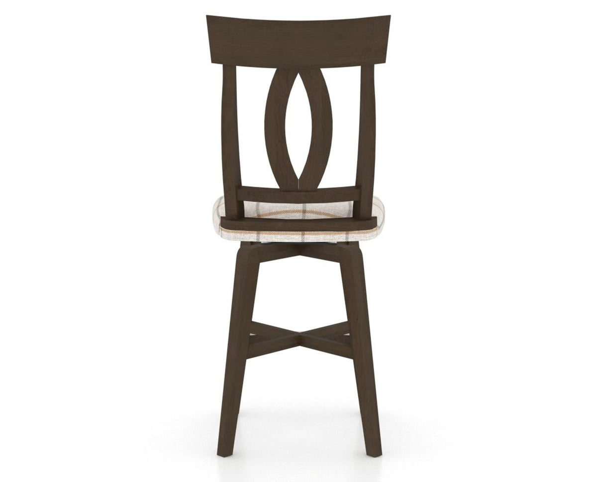 Canadel Swivel Counter Stool 7100 in OZ Fabric and 29 Hazelnut Washed, back view