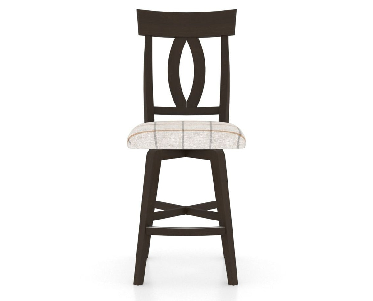 Canadel Swivel Counter Stool 7100 in OZ Fabric and 59 Davy's Grey, front view