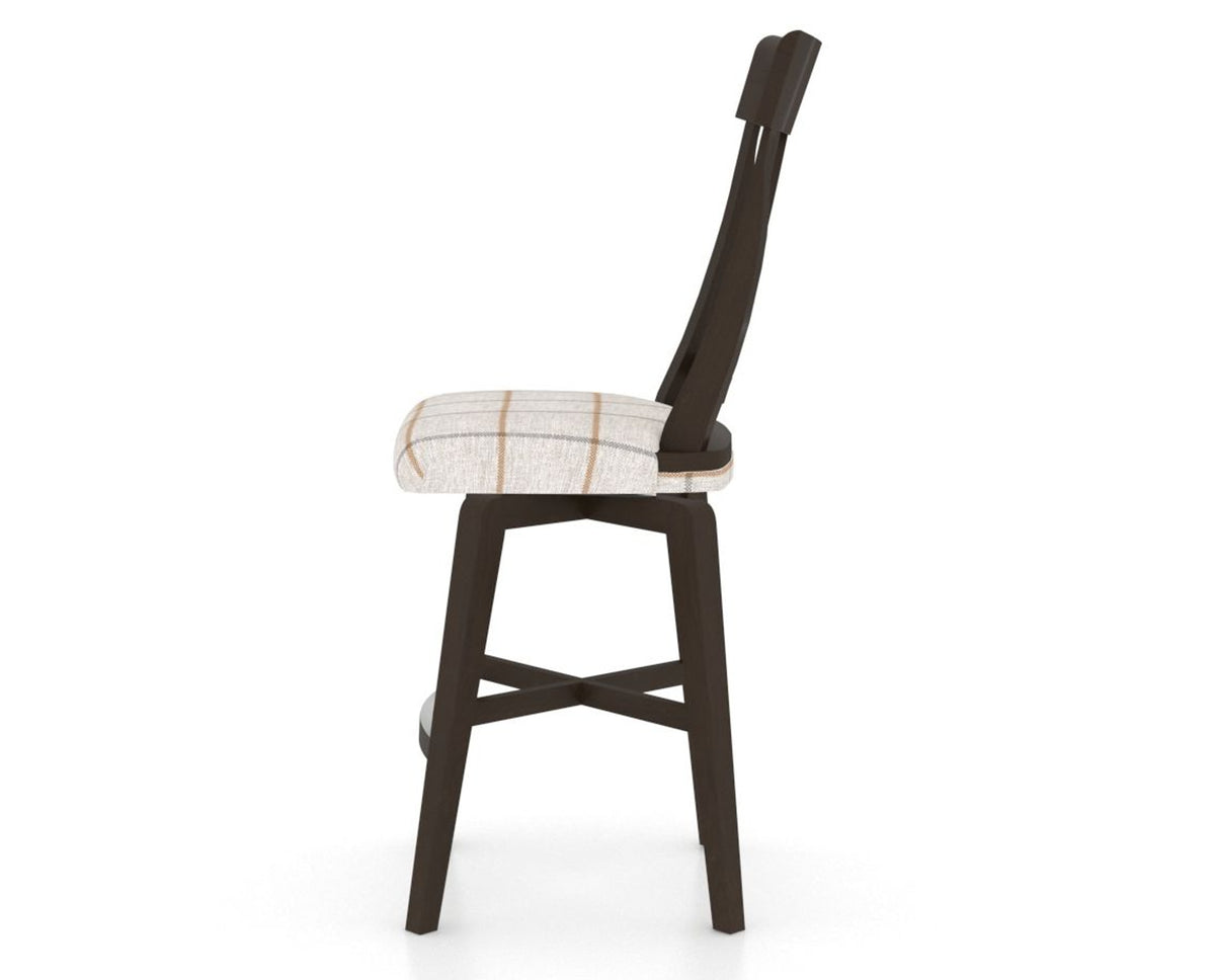 Canadel Swivel Counter Stool 7100 in OZ Fabric and 59 Davy's Grey, side view