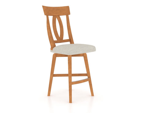 Canadel Swivel Counter Stool 7100 in Honey Washed and Fabric TB, three-quarter view