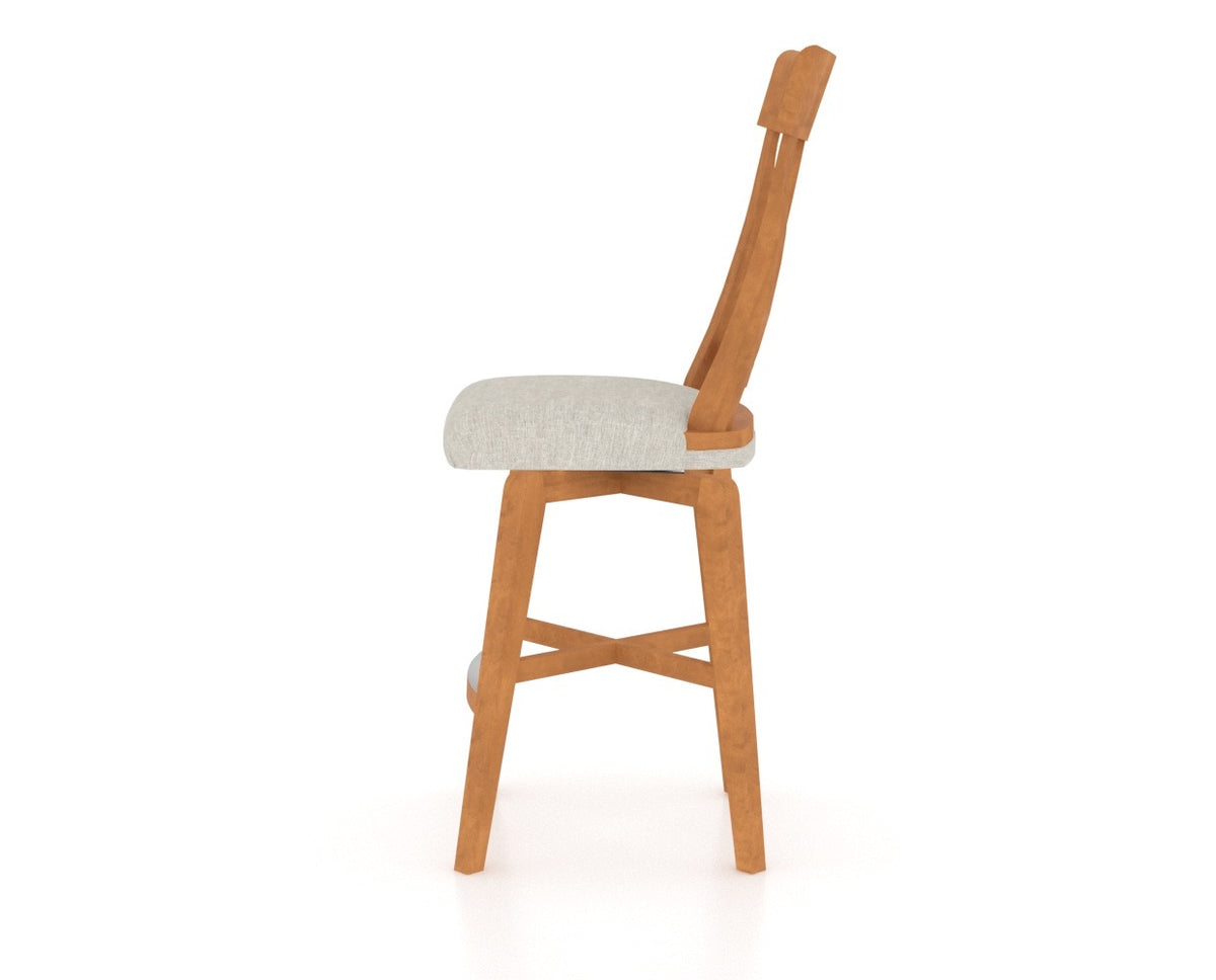 Canadel Swivel Counter Stool 7100 in Honey Washed and Fabric TB, side view