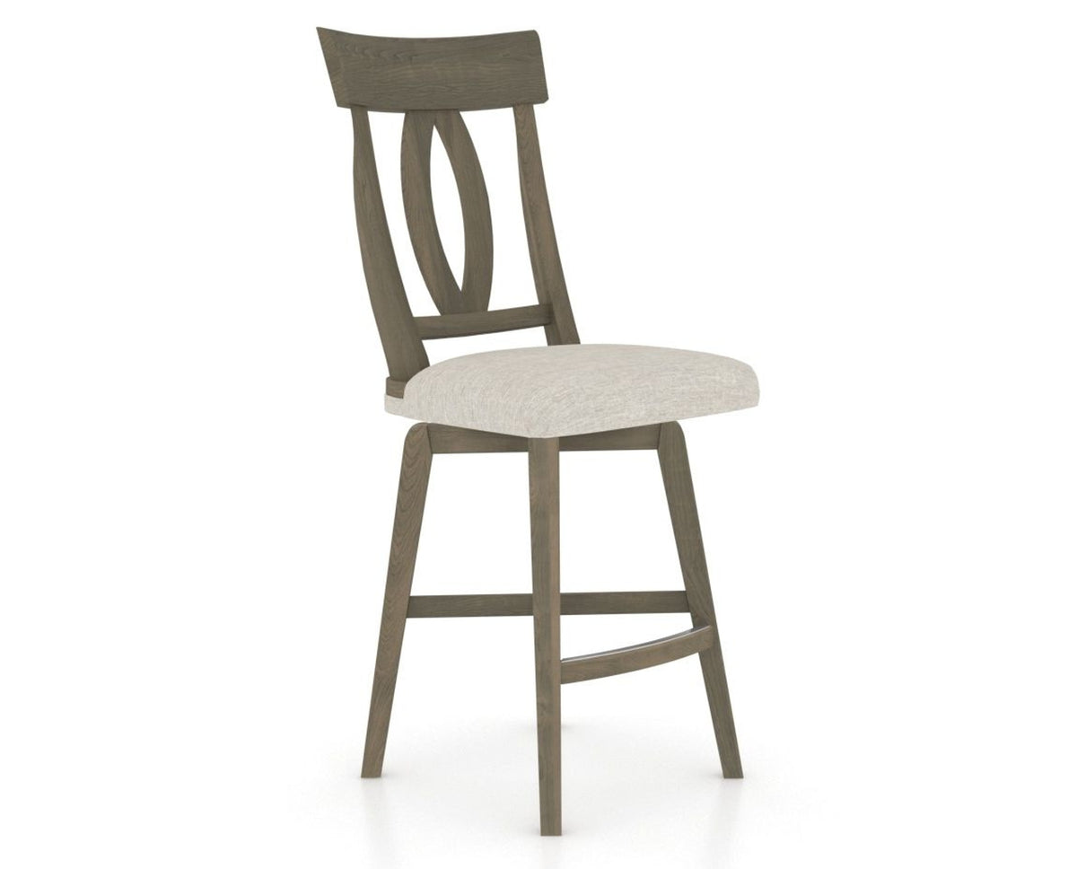 Canadel Swivel Counter Stool 7100 in TB Fabric and 08 Shadow, three-quarter view