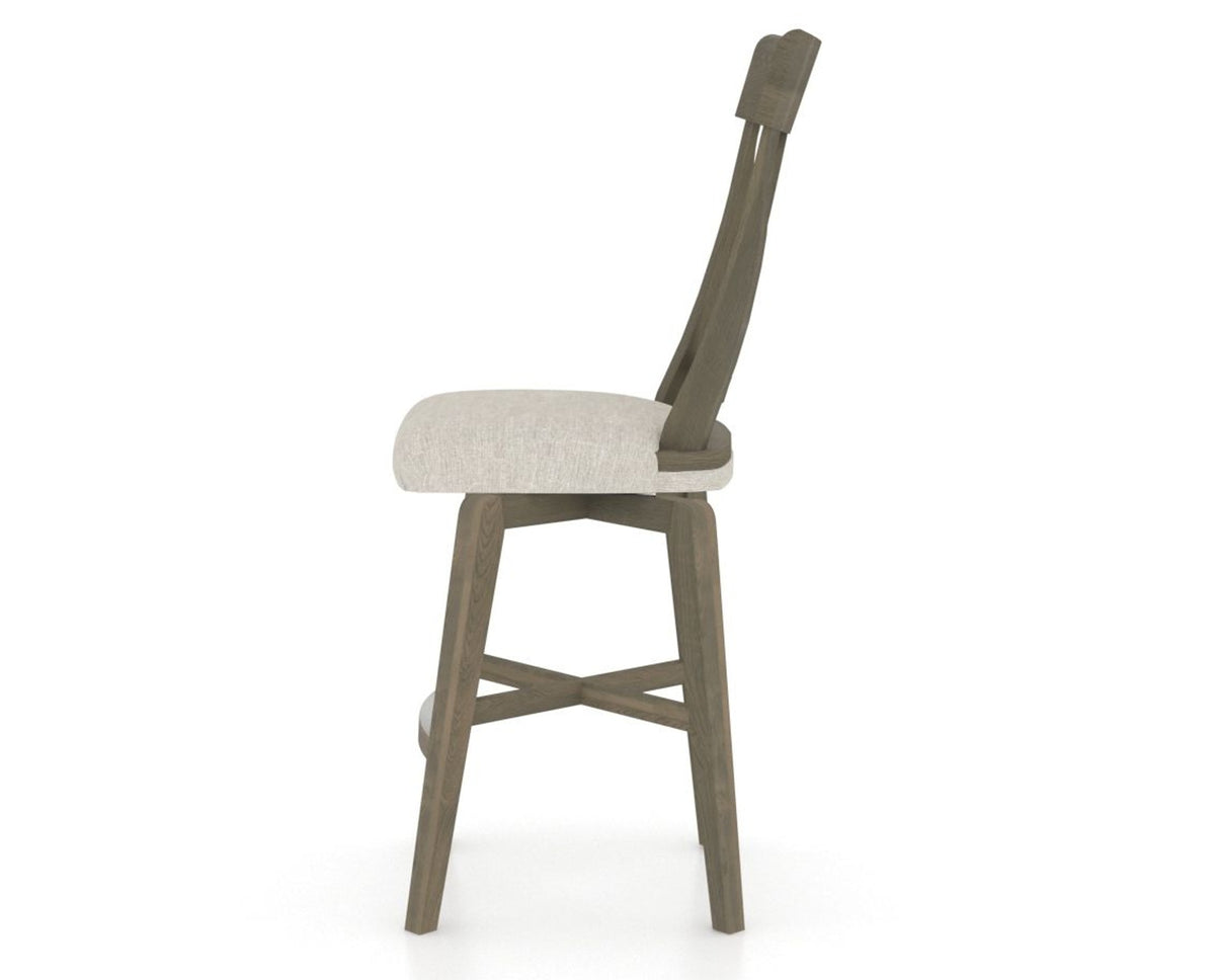 Canadel Swivel Counter Stool 7100 in TB Fabric and 08 Shadow, side view