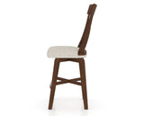 Canadel Swivel Counter Stool 7100 in TB Fabric and 19 Cognac Washed, side view
