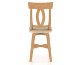 Canadel Swivel Counter Stool 7100 in TB Fabric and 20 Caramel Washed, back view