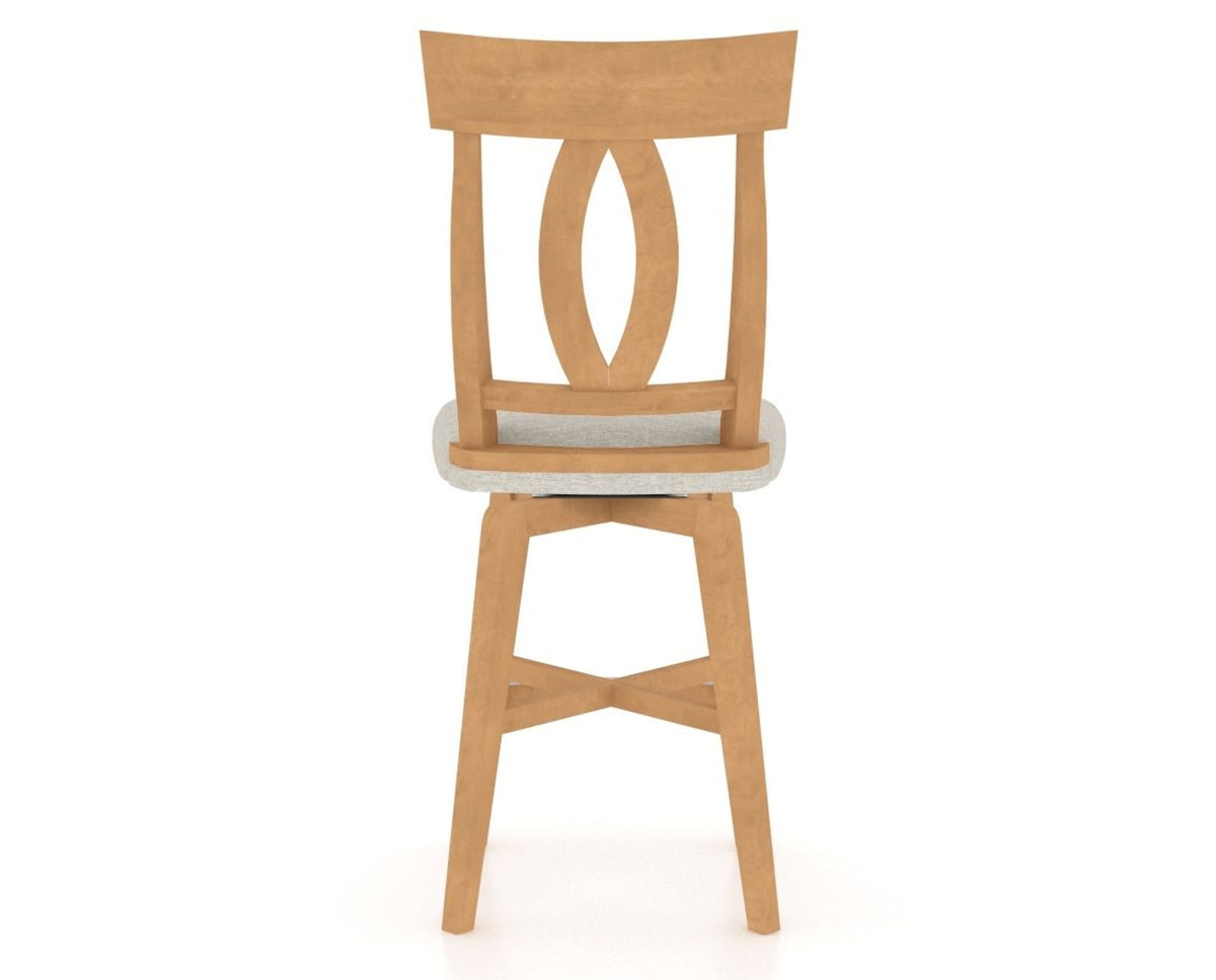 Canadel Swivel Counter Stool 7100 in TB Fabric and 20 Caramel Washed, back view