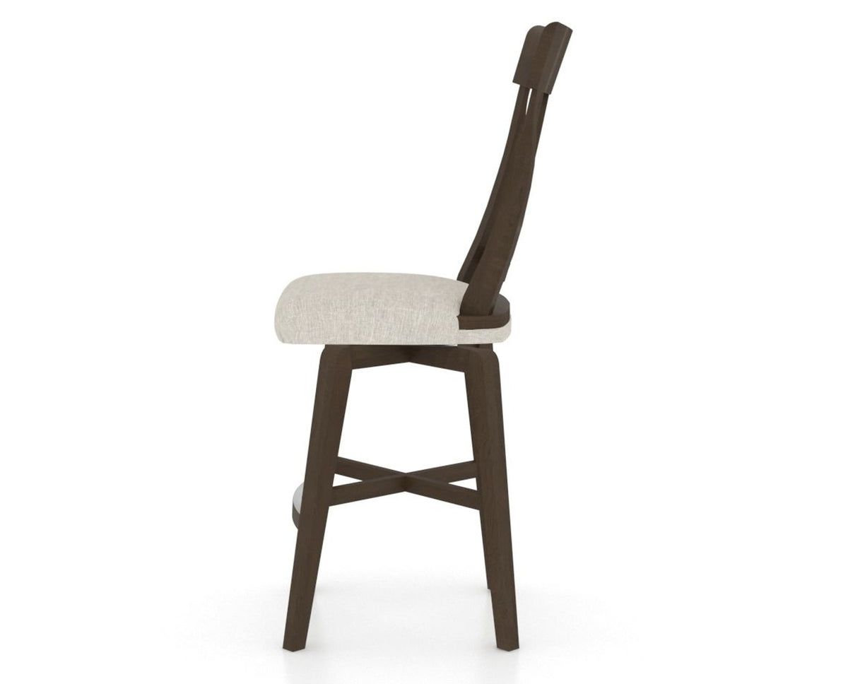 Canadel Swivel Counter Stool 7100 in TB Fabric and 29 Hazelnut Washed, side view