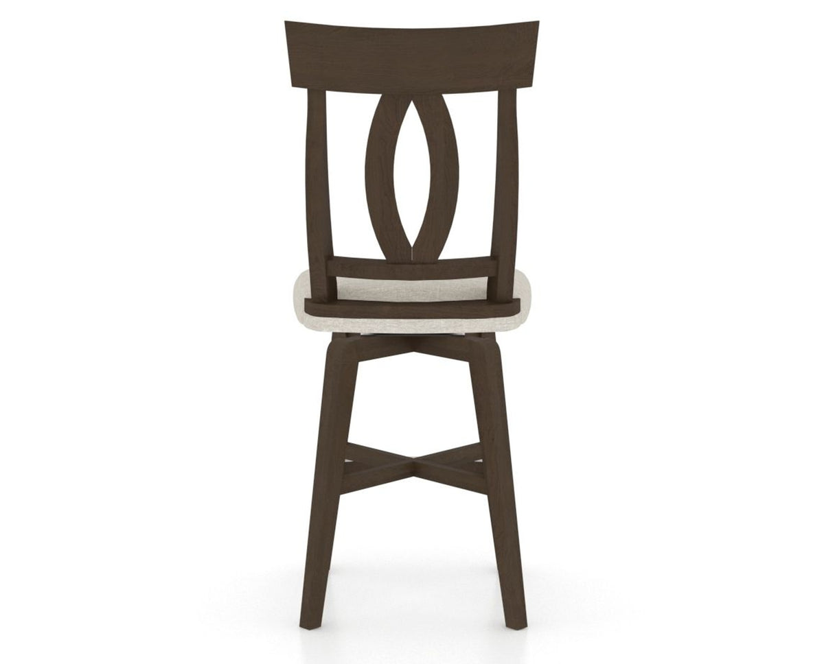 Canadel Swivel Counter Stool 7100 in TB Fabric and 29 Hazelnut Washed, back view