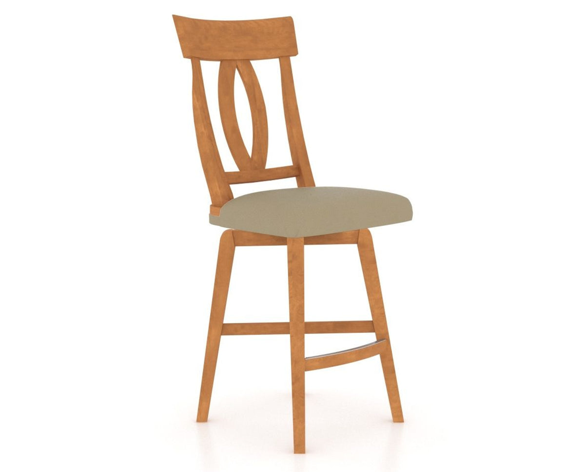 Canadel Swivel Counter Stool 7100 in XY Faux Leather and 01 Honey Washed, three-quarter view