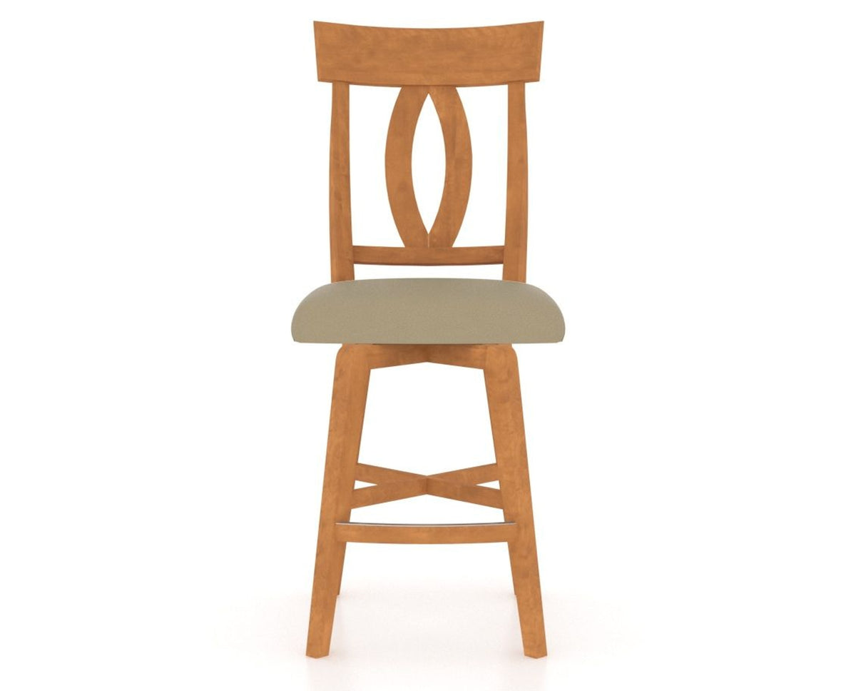 Canadel Swivel Counter Stool 7100 in XY Faux Leather and 01 Honey Washed, front view
