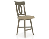 Canadel Swivel Counter Stool 7100 in XY Faux Leather and 08 Shadow, three-quarter view