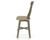 Canadel Swivel Counter Stool 7100 in XY Faux Leather and 08 Shadow, side view