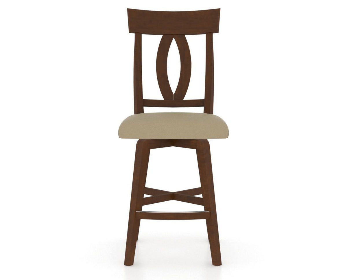 Canadel Swivel Counter Stool 7100 in XY Faux Leather and 19 Cognac Washed, front view