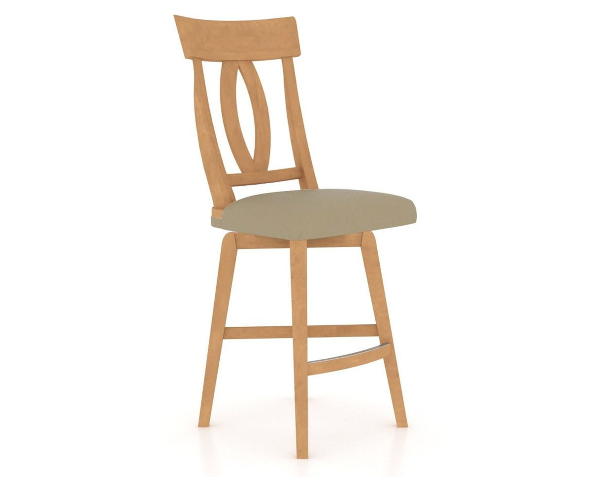 Canadel Swivel Counter Stool 7100 in XY Faux Leather and 20 Caramel Washed, three-quarter view