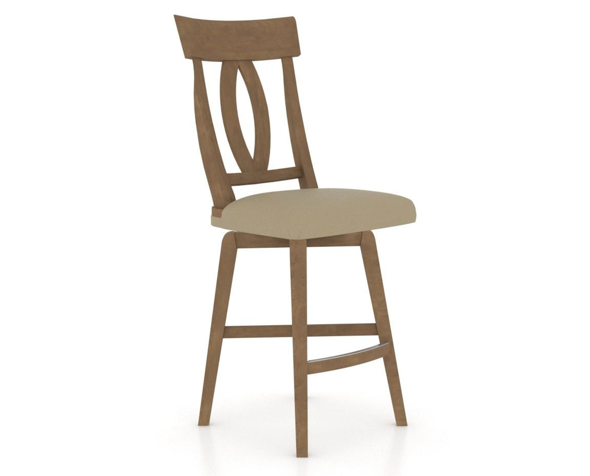 Canadel Swivel Counter Stool 7100 in XY Faux Leather and 25 Pecan Washed, three-quarter view