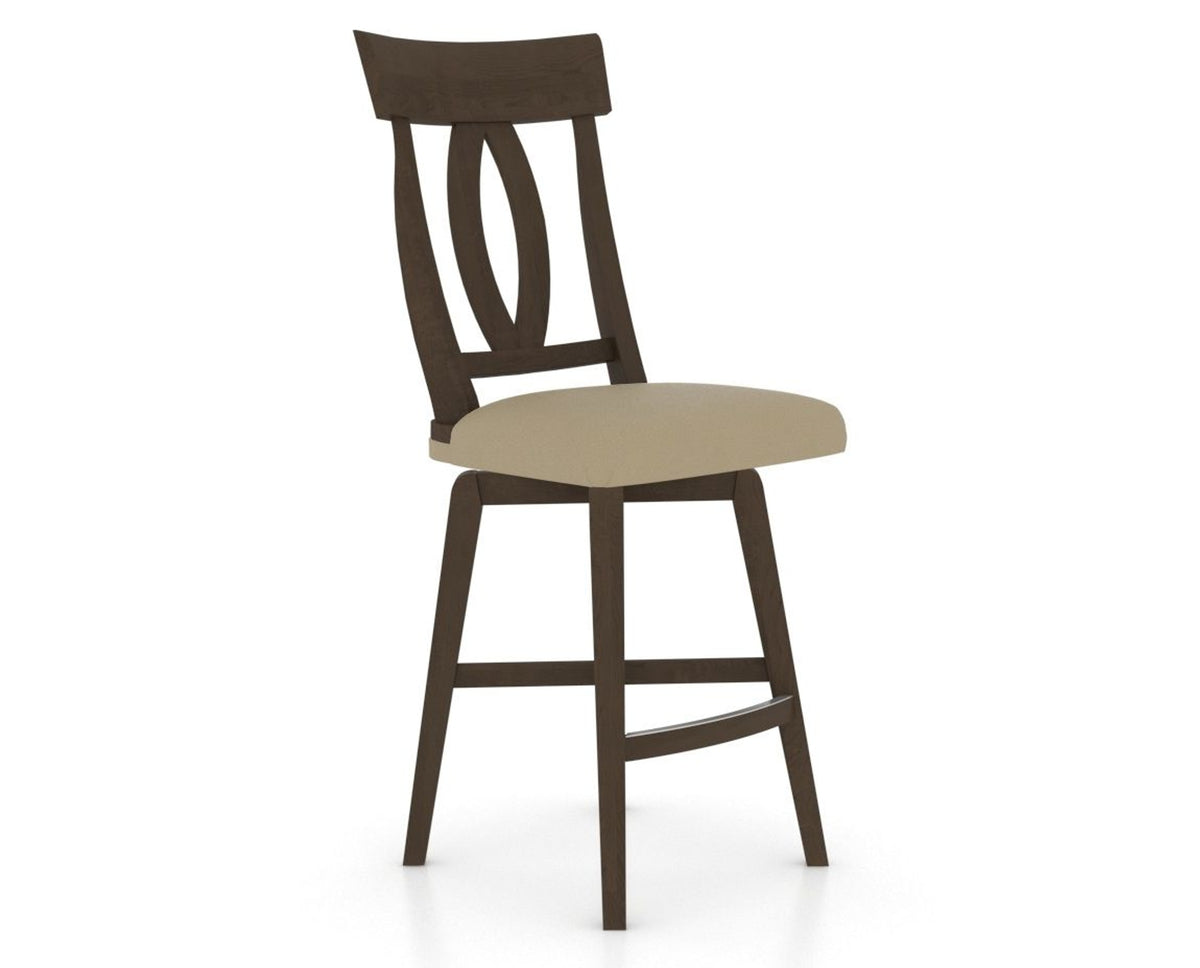 Canadel Swivel Counter Stool 7100 in XY Faux Leather and 29 Hazelnut Washed, three-quarter view