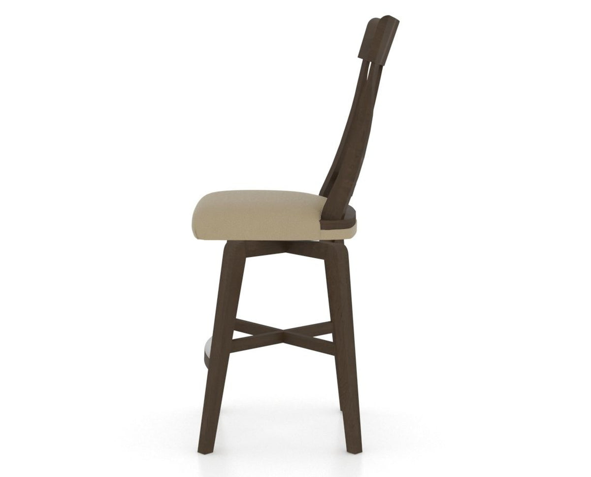 Canadel Swivel Counter Stool 7100 in XY Faux Leather and 29 Hazelnut Washed, side view