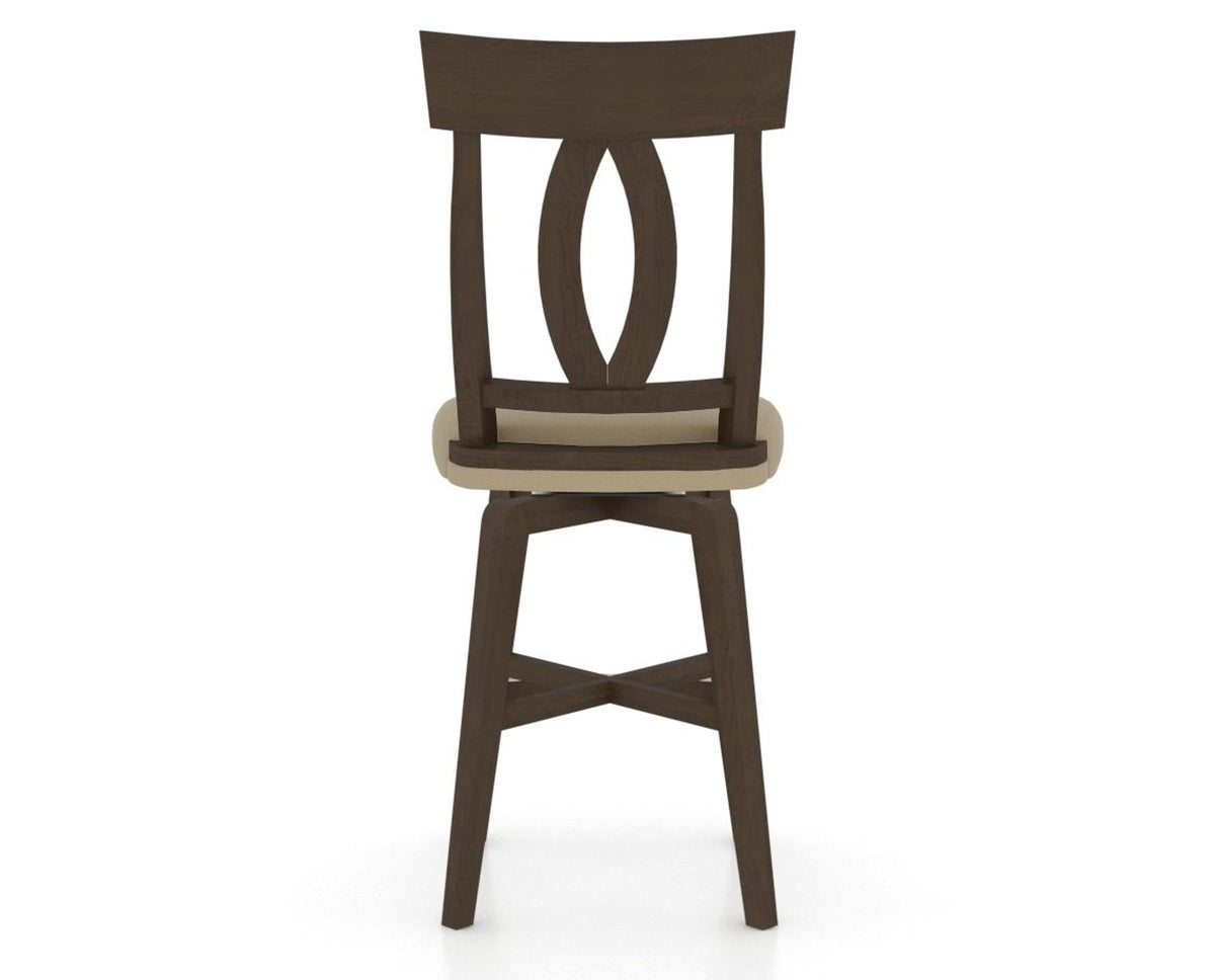 Canadel Swivel Counter Stool 7100 in XY Faux Leather and 29 Hazelnut Washed, back view