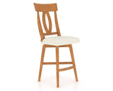 Canadel Swivel Counter Stool 7100 in YJ Faux Leather and 01 Honey Washed, three-quarter view