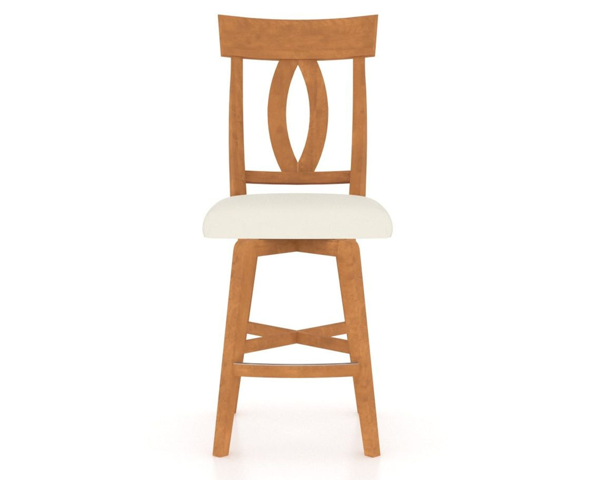 Canadel Swivel Counter Stool 7100 in YJ Faux Leather and 01 Honey Washed, front view