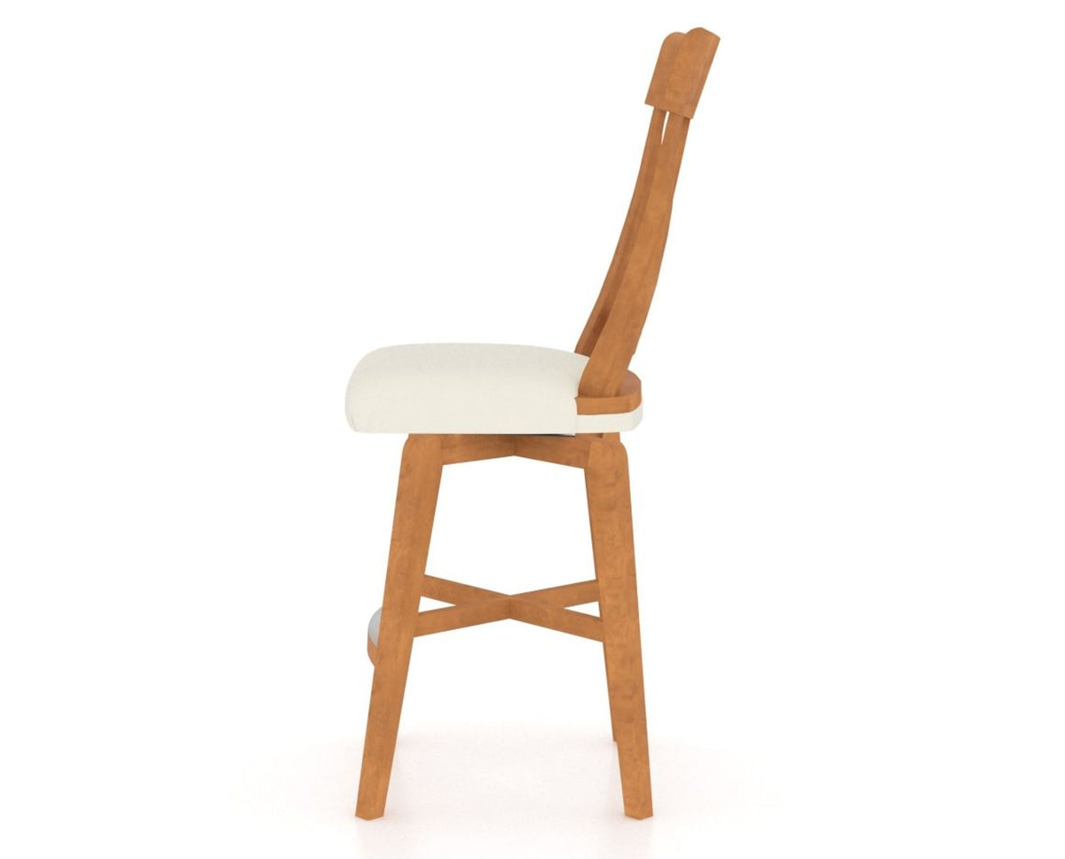 Canadel Swivel Counter Stool 7100 in YJ Faux Leather and 01 Honey Washed, side view