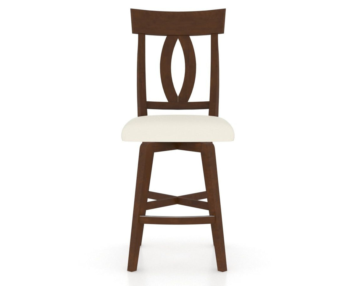 Canadel Swivel Counter Stool 7100 in YJ Faux Leather and 19 Cognac Washed, front view