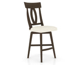 Canadel Swivel Counter Stool 7100 in YJ Faux Leather and 29 Hazelnut Washed, three-quarter view