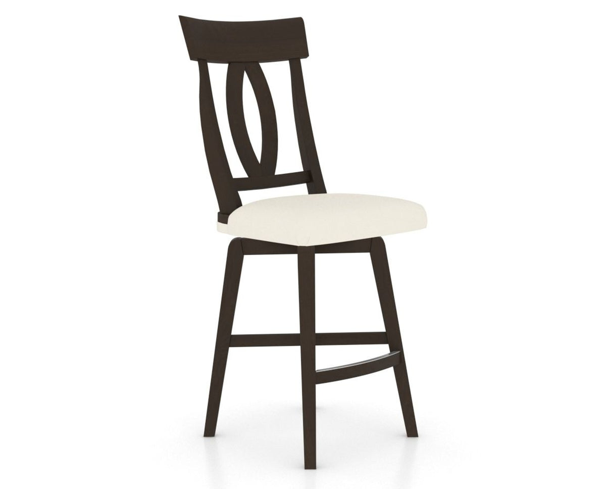 Canadel Swivel Counter Stool 7100 in YJ Faux Leather and 59 Davy's Grey, three-quarter view