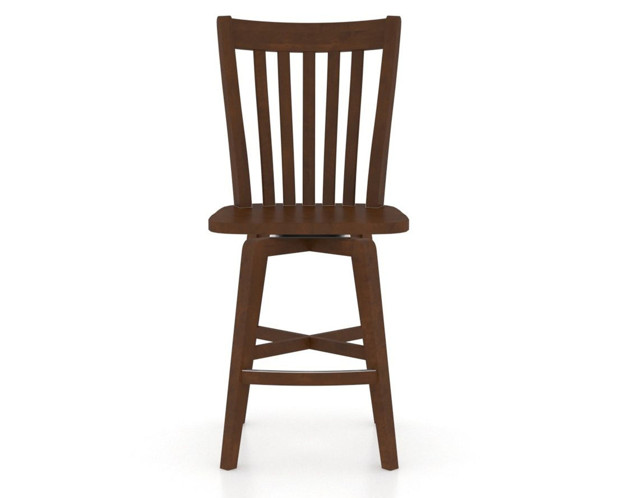 Canadel Swivel Counter Stool 7119 in Wood Seat and 19 Cognac Washed, front view