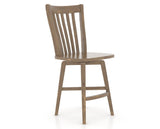 Canadel Champlain Swivel Counter Stool 7119 in Wood Seat and 25 Pecan Washed, three-quarter view