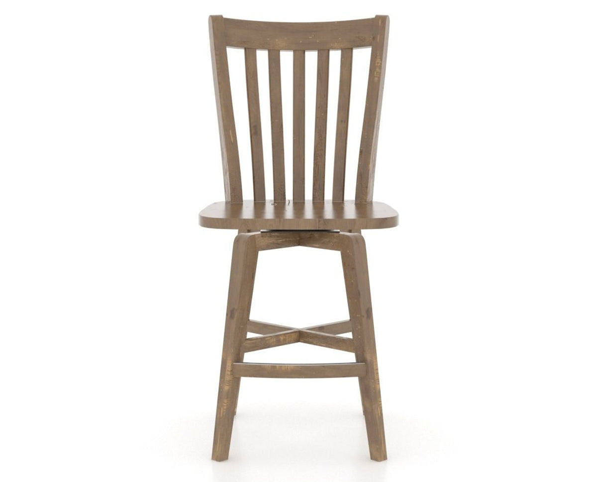 Canadel Champlain Swivel Counter Stool 7119 in Wood Seat and 25 Pecan Washed, front view