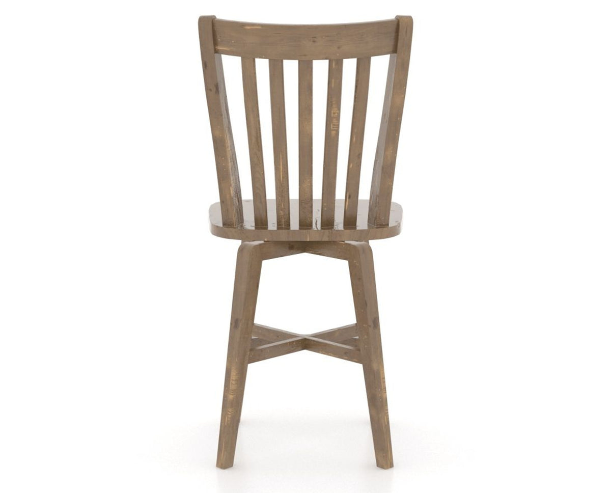 Canadel Champlain Swivel Counter Stool 7119 in Wood Seat and 25 Pecan Washed, back view