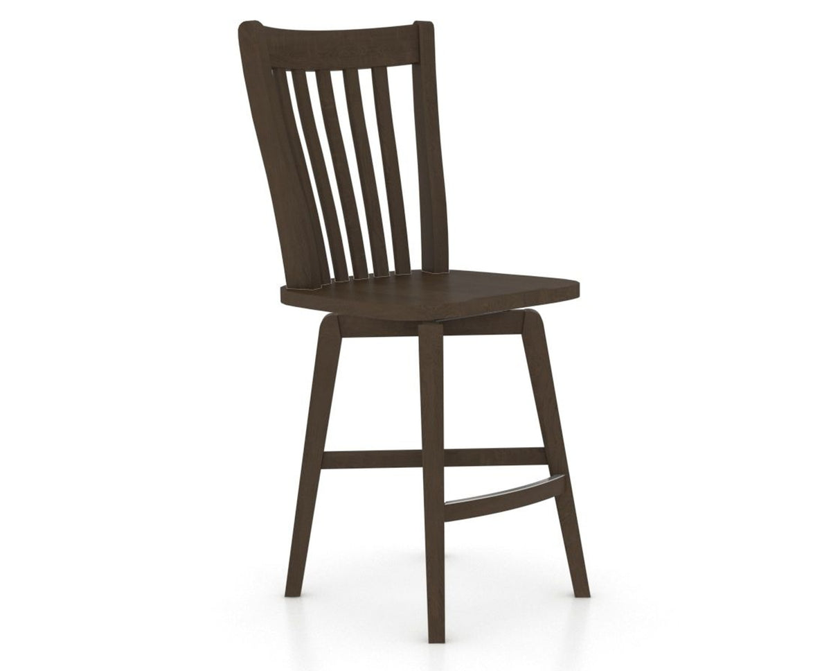 Canadel Swivel Counter Stool 7119 in Wood Seat and 29 Hazelnut Washed, three-quarter view