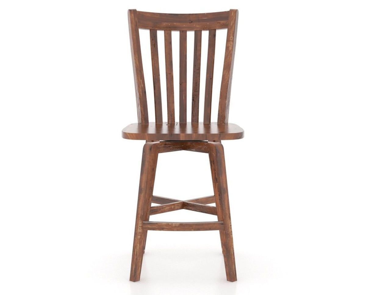 Canadel Champlain Swivel Counter Stool 7119 in Wood Seat and 33 Spice Washed, front view