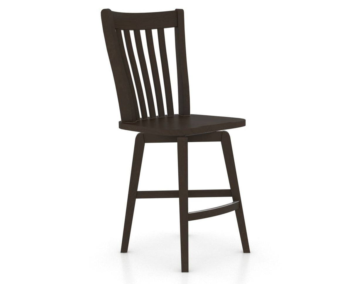 Canadel Swivel Counter Stool 7119 in Wood Seat and 59 Davy's Grey, three-quarter view
