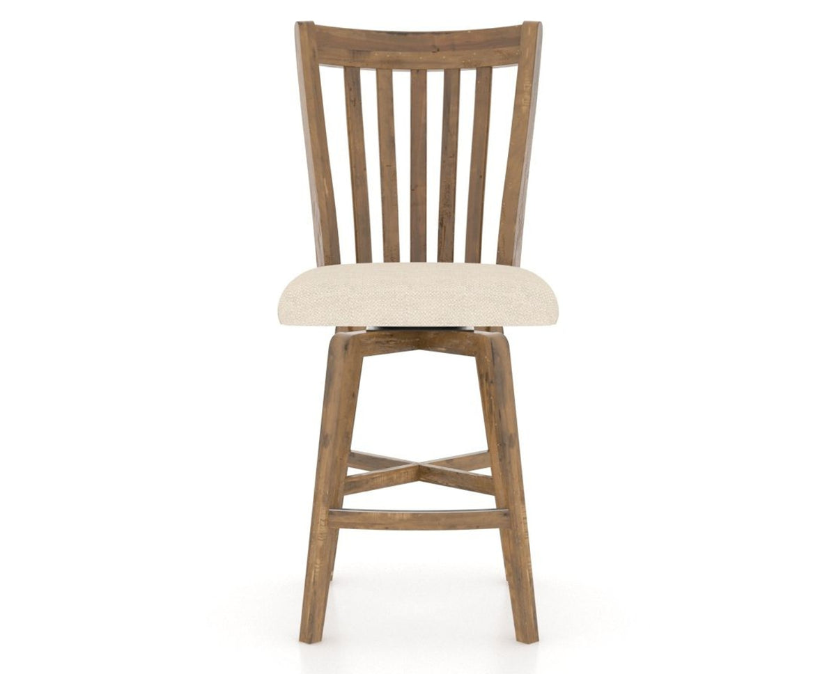 Canadel Champlain Swivel Counter Stool 7119 in 6K Sunbrella® and 03 Oak Washed, front view