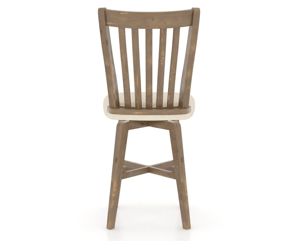 Canadel Champlain Swivel Counter Stool 7119 in 6K Sunbrella® and 25 Pecan Washed, back view