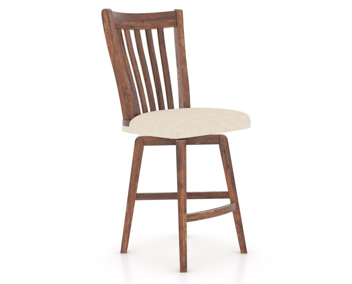 Canadel Champlain Swivel Counter Stool 7119 in 6K Sunbrella® and 33 Spice Washed, three-quarter view