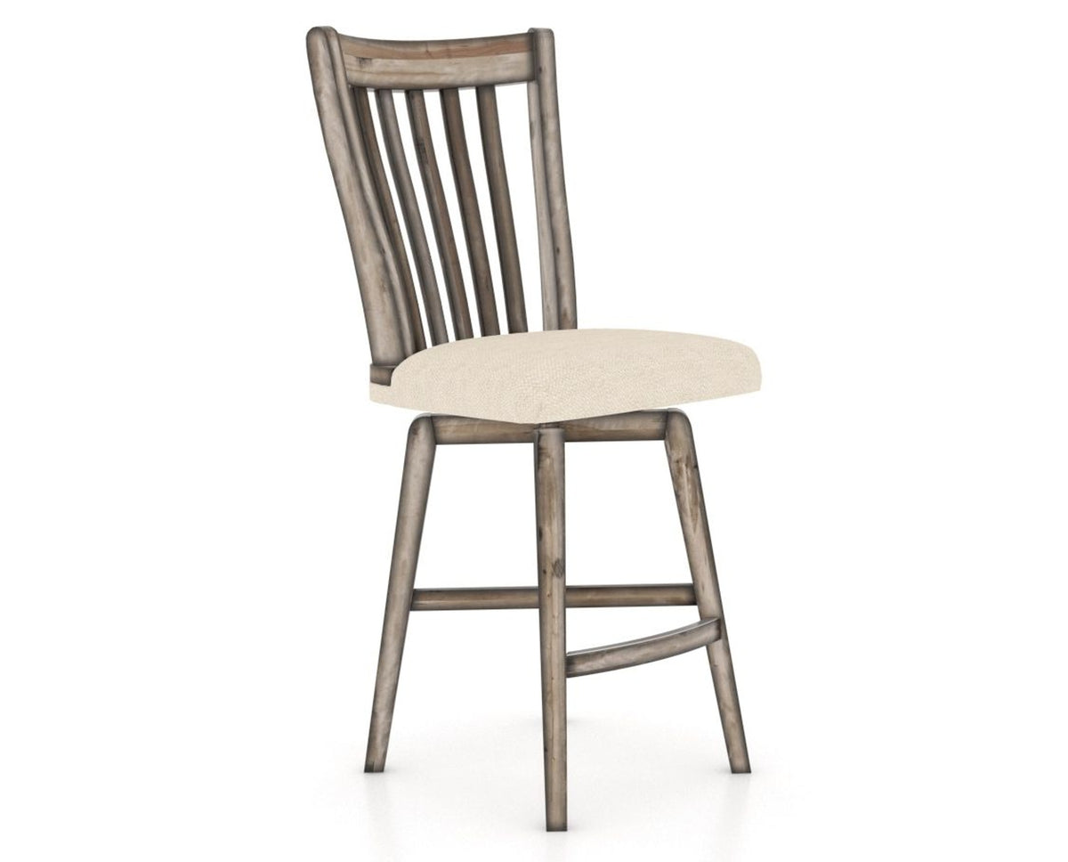 Canadel Champlain Swivel Counter Stool 7119 in 6K Sunbrella® and 72 Heritage Nature, three-quarter view