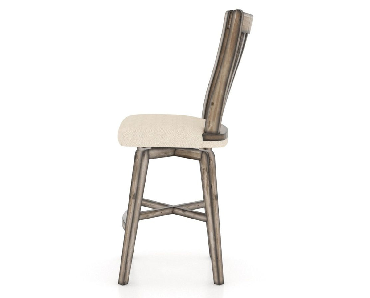 Canadel Champlain Swivel Counter Stool 7119 in 6K Sunbrella® and 72 Heritage Nature, side view