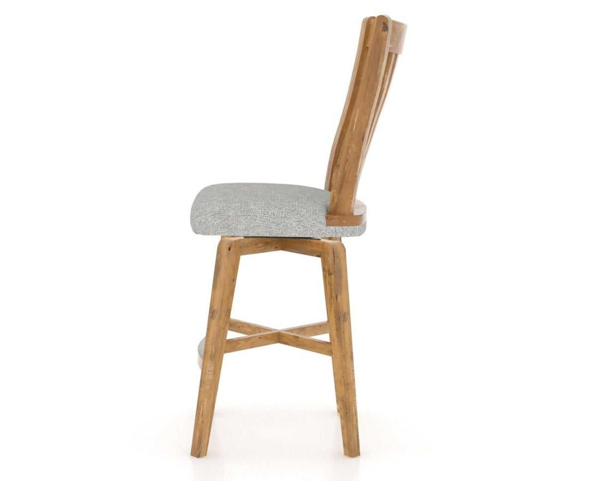 Canadel Champlain Swivel Counter Stool 7119 in 7C Fabric and 01 Honey Washed, side view