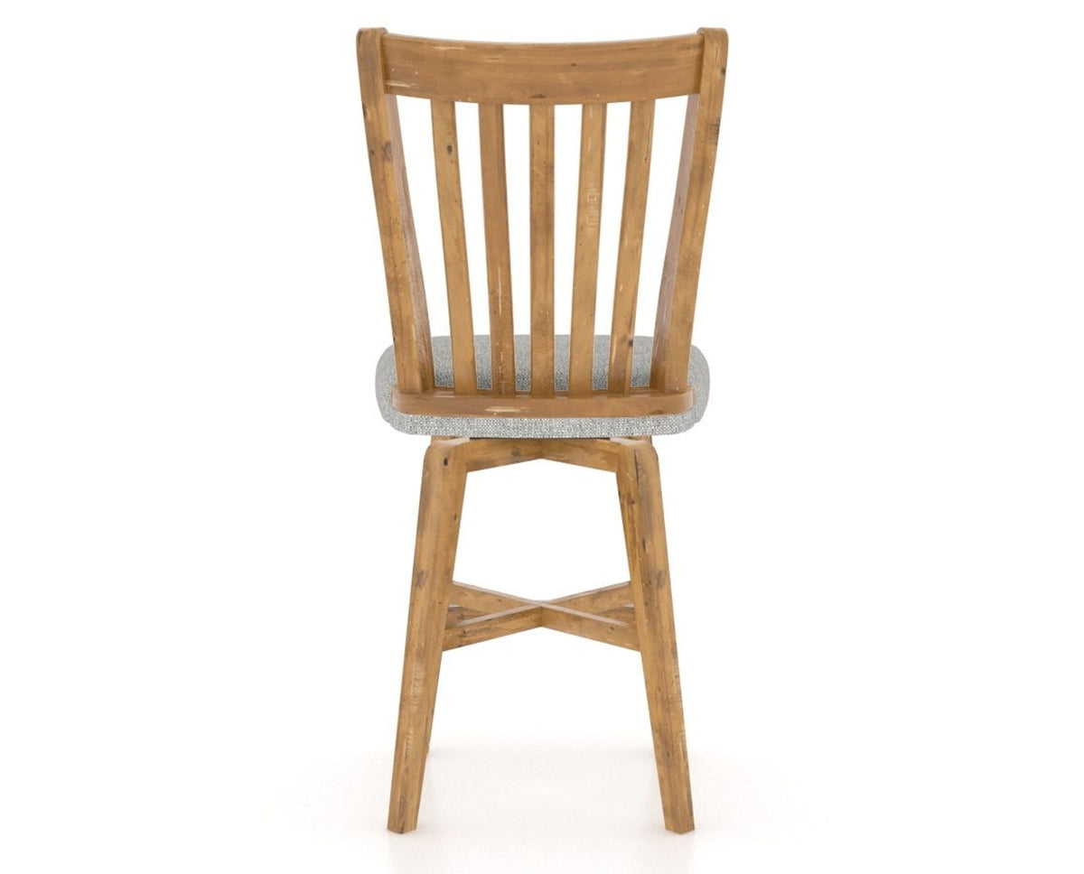 Canadel Champlain Swivel Counter Stool 7119 in 7C Fabric and 01 Honey Washed, back view