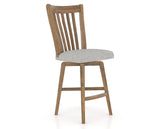Canadel Champlain Swivel Counter Stool 7119 in 7C Fabric and 03 Oak Washed, three-quarter view