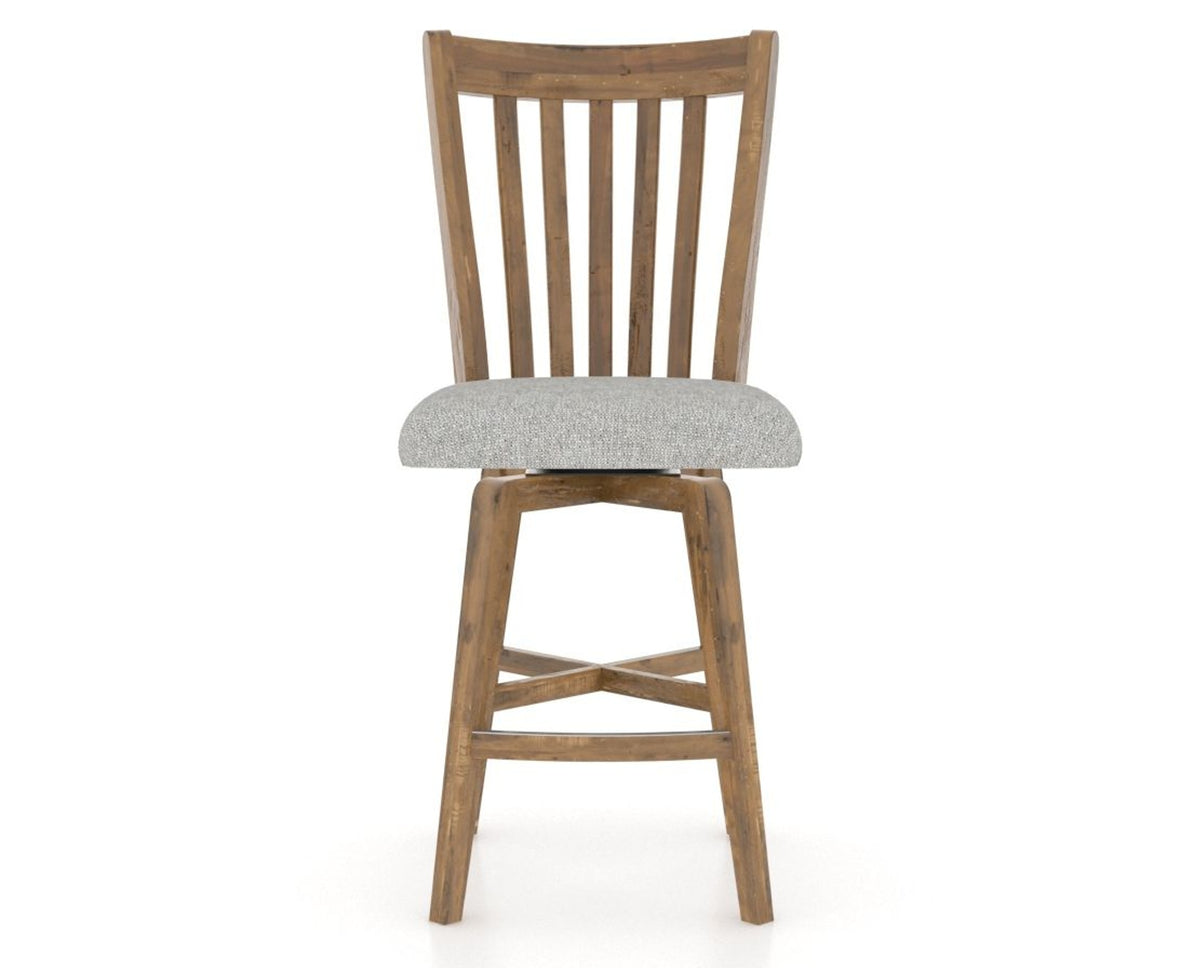 Canadel Champlain Swivel Counter Stool 7119 in 7C Fabric and 03 Oak Washed, front view